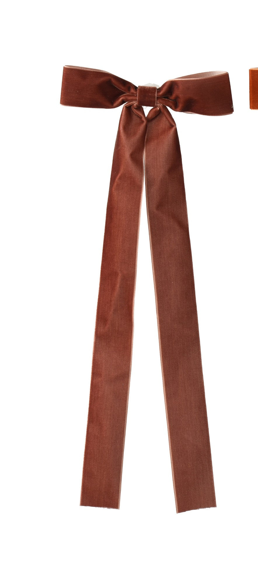 Brown/burnt orange long slim velvet bows