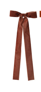 Brown/burnt orange long slim velvet bows