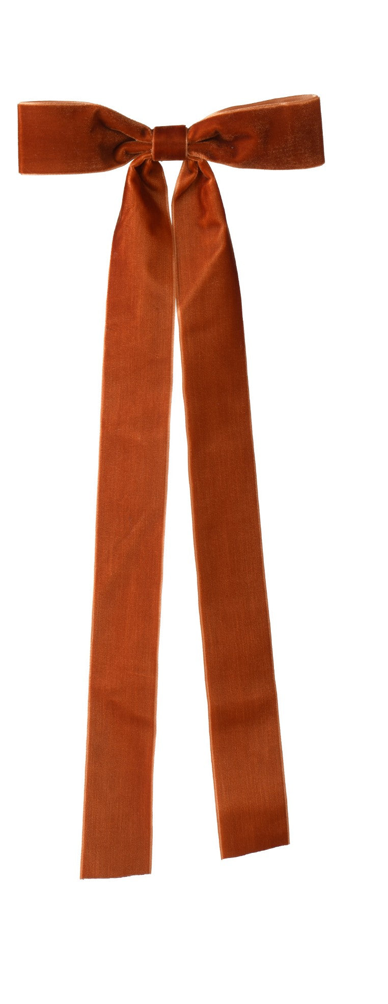 Brown/burnt orange long slim velvet bows