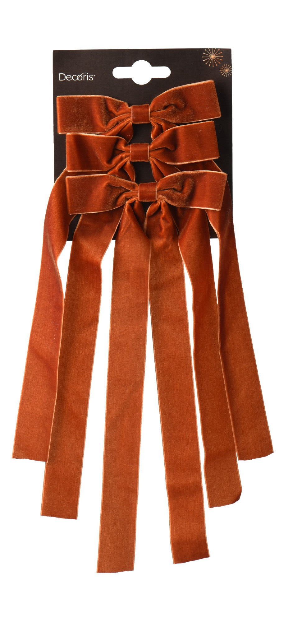 Brown/burnt orange long slim velvet bows