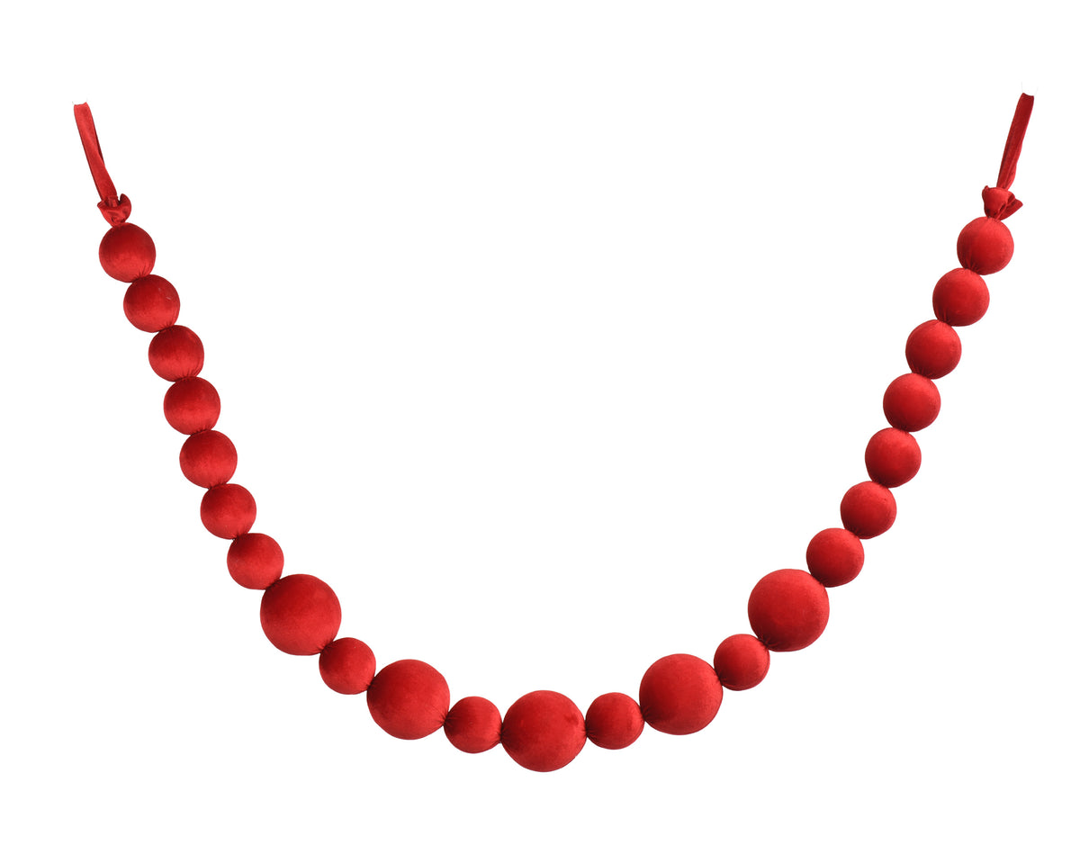 Red velvet bauble garland 5ft