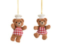 Chef teddy with gingham apron hanging decoration