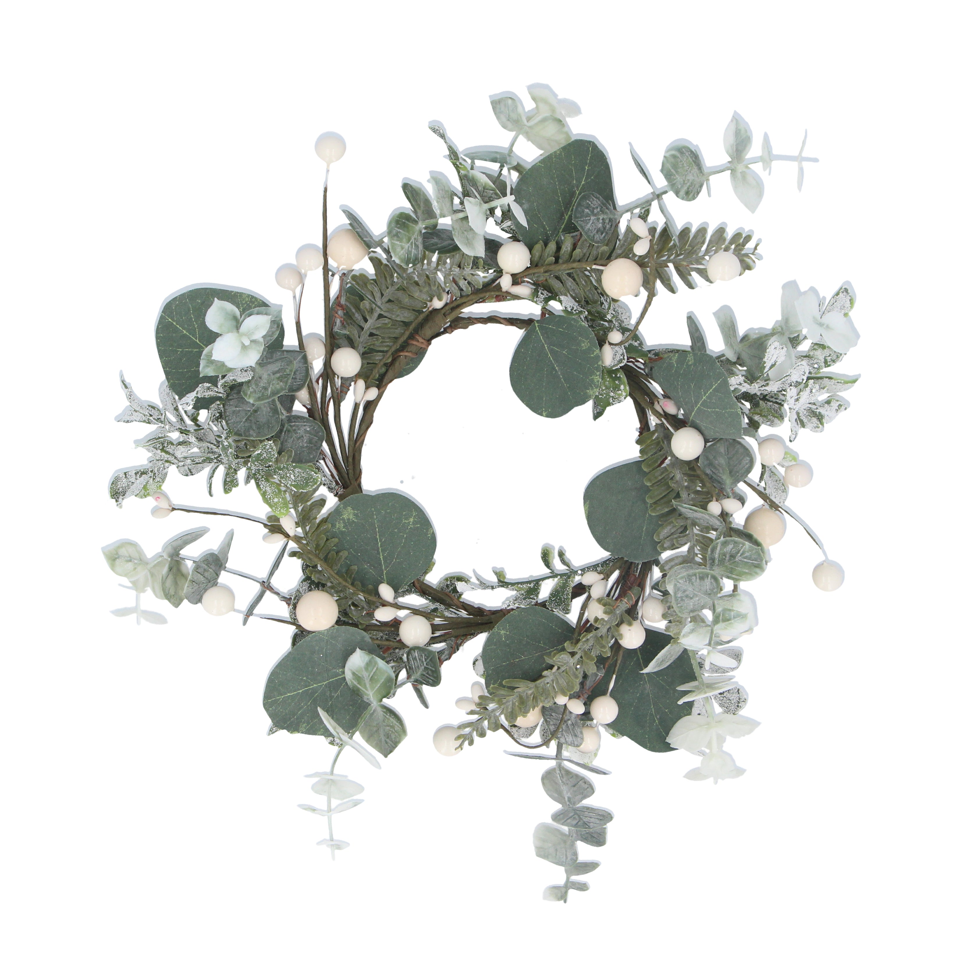 Eucalyptus/white berry candle ring-large