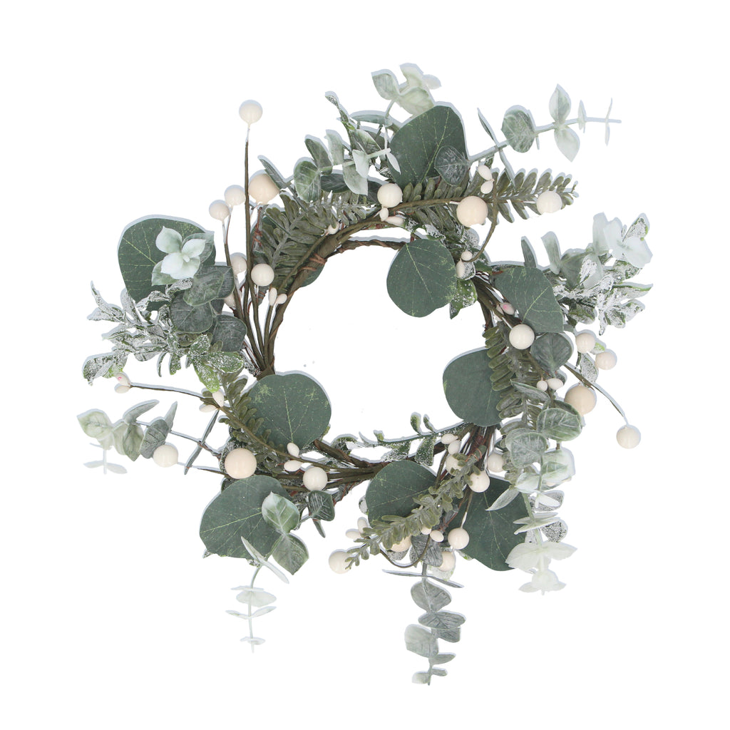 Eucalyptus/white berry candle ring-large