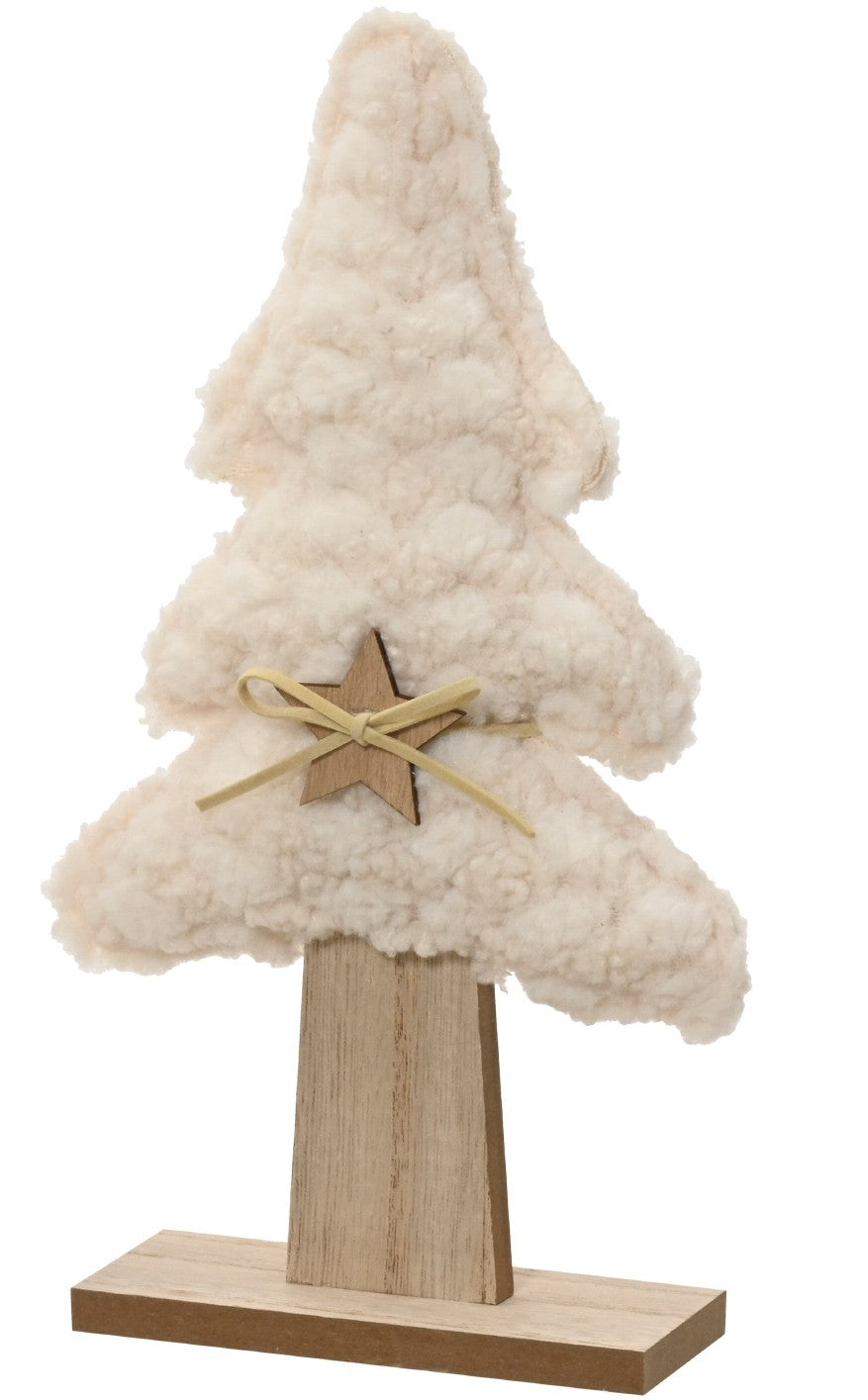 Fluffy Christmas tree with bow and star, 38.5cm