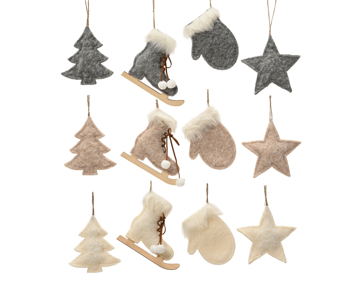 Festive felt hanging decorations