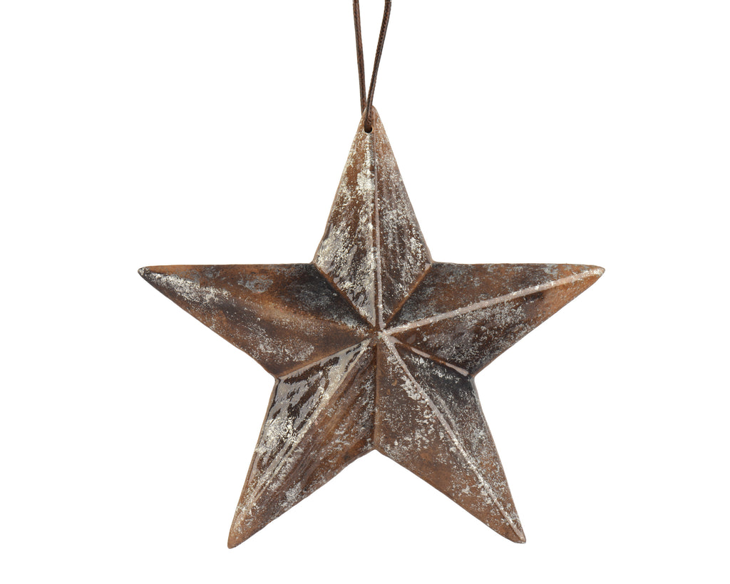 Rustic silver star hanging decoration, 23.5cm