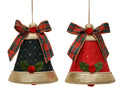 Velvet Christmas bells with tartan bows