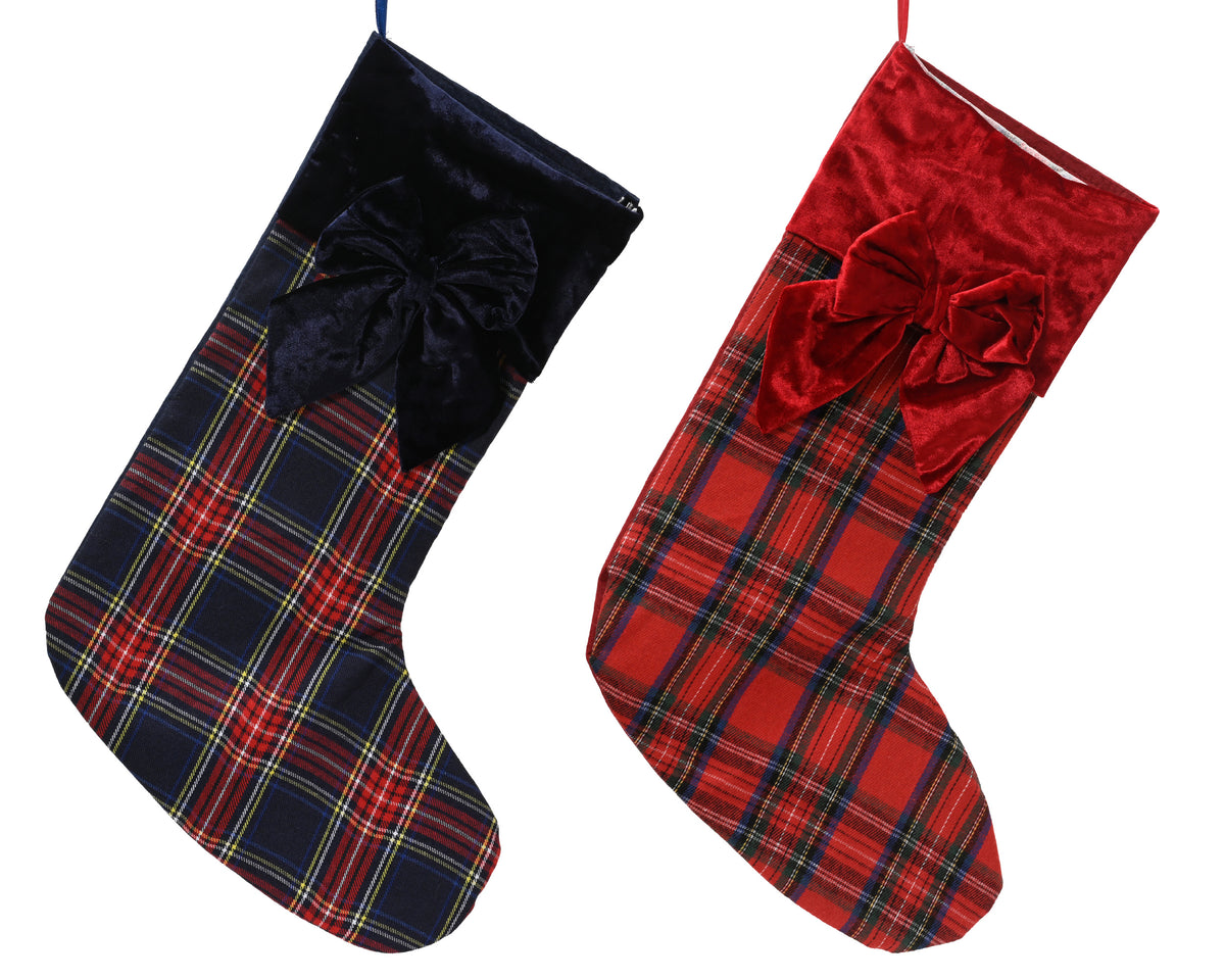 Tartan stockings with velvet bow
