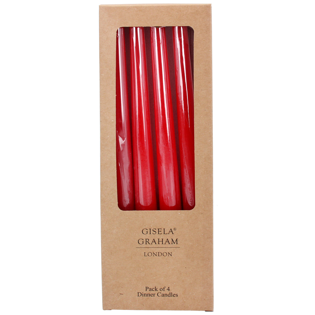 Red dinner candles- box of 4