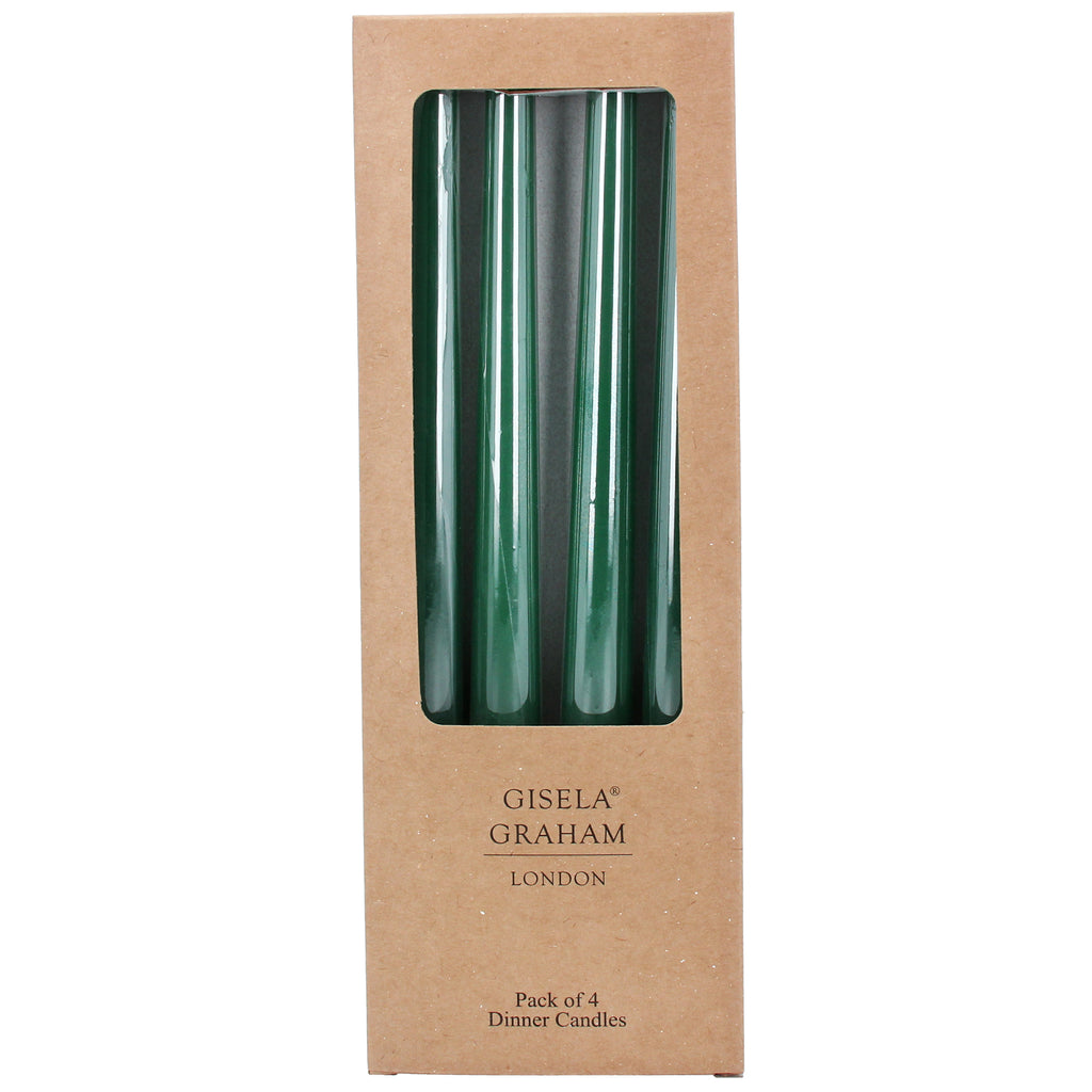 Dark green dinner candles- box of 4