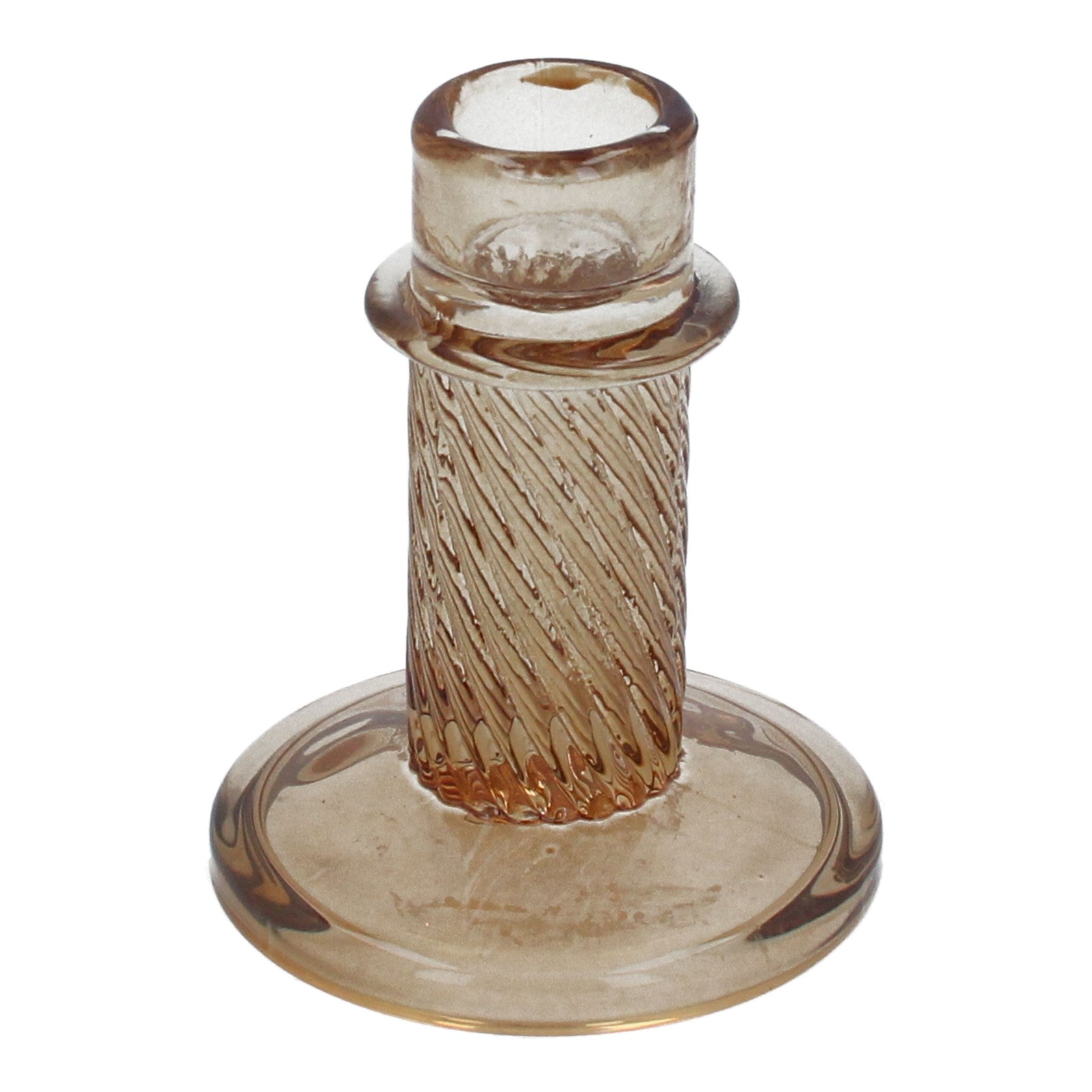 Light amber glass twist column candlestick