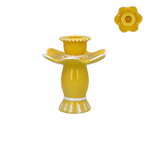 Yellow ceramic fiesta dinner candle holder