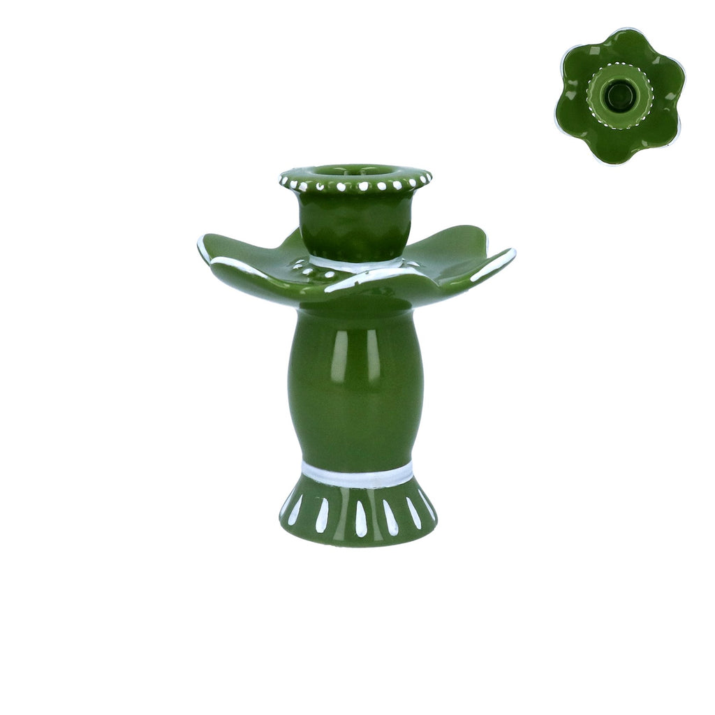 Green ceramic fiesta dinner candle holder