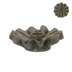 Green Porcelain Frill Candle Holder