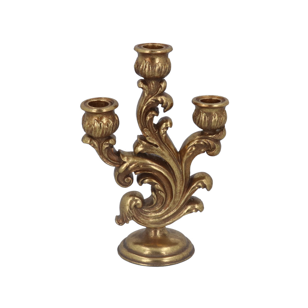 Gold scroll 3 arm candlestick