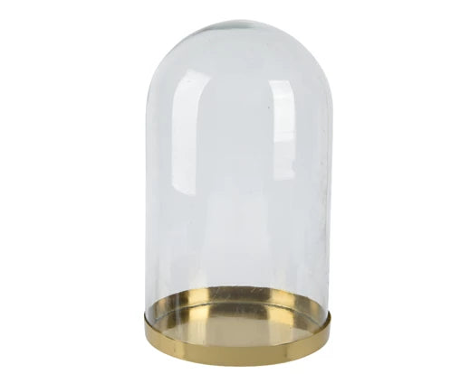 Large glass cloche with gold base