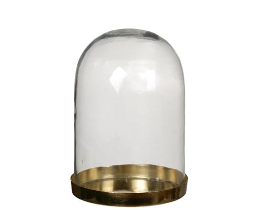 Medium glass cloche with gold base