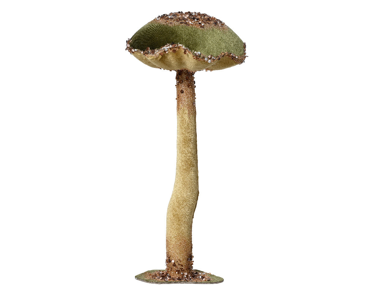 Green Velvet Mushroom with Glitter