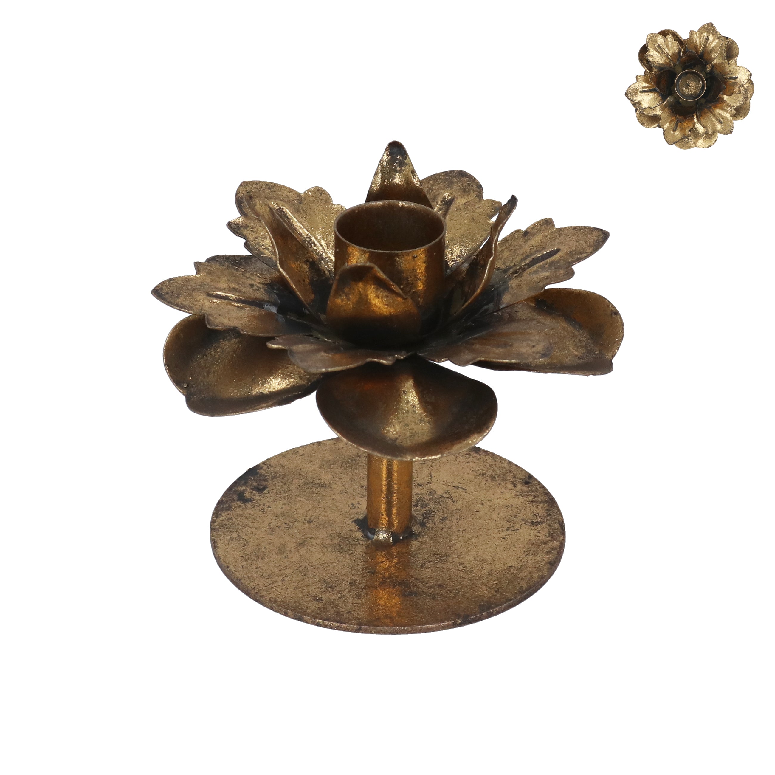 Antique gold flower candlestick