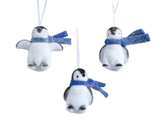 Frosted Glitter Penguin with Scarf Hanging Decoration