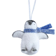 Frosted Glitter Penguin with Scarf Hanging Decoration