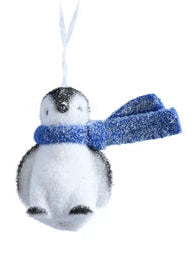 Frosted Glitter Penguin with Scarf Hanging Decoration