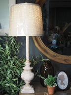 Buffet table lamp with burlap shade