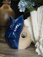 Porcelain blue and sand fish vase with glaze finish