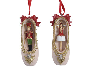 Nutcracker and ballerina ballet shoe hanging decorations (2 styles)