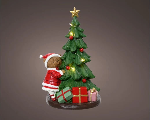 Light up Christmas tree ornament with teddy bear