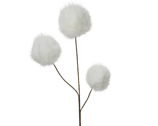 White Fluffy Fur Spray on a Stem