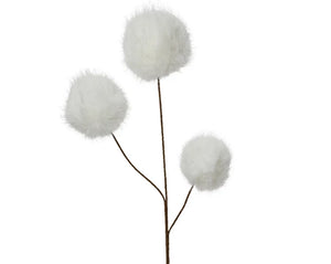 White Fluffy Fur Spray on a Stem