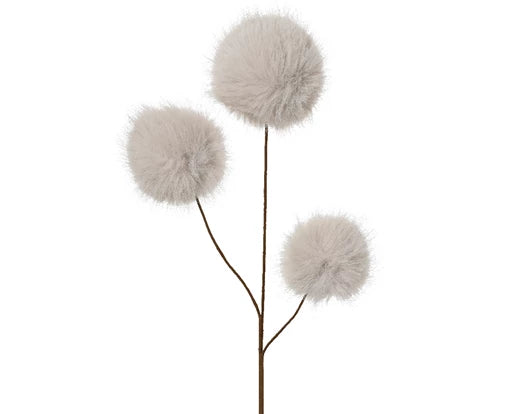 Cream Fluffy Fur Spray on a Stem