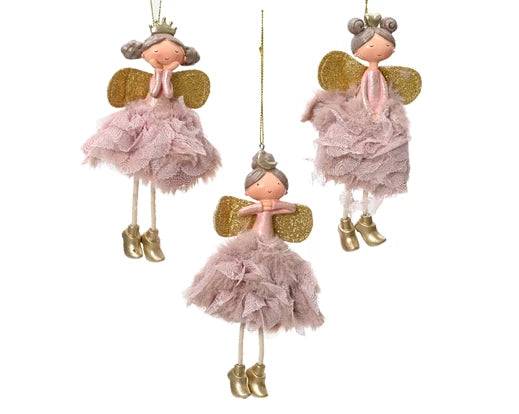 Pink fairies with dangly legs decs