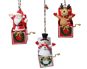 Festive Jack in a box hanging decoration