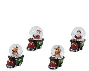 Christmas figure in snowglobe train