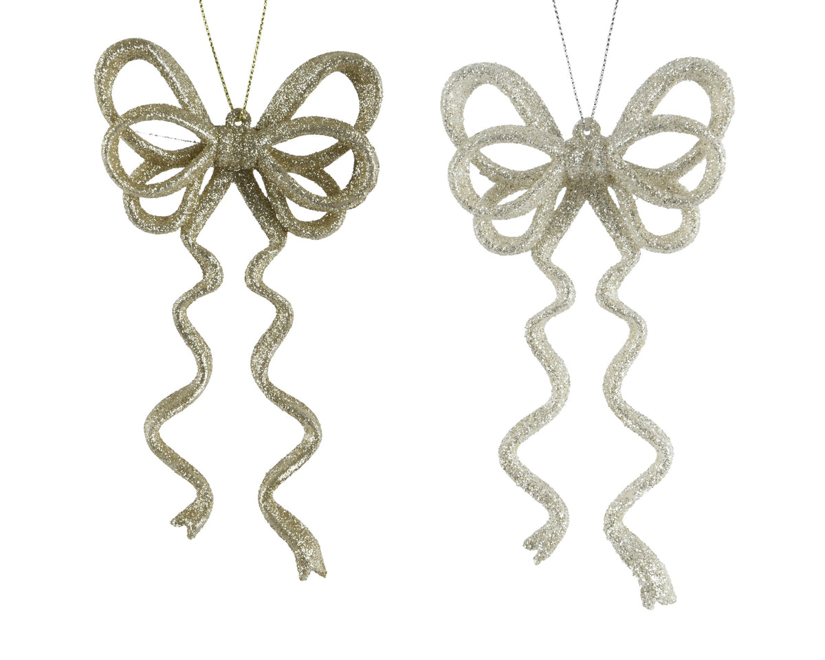 Glitzy bow hanging decorations