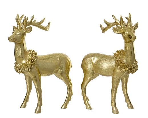 Gold Deer Standing with Wreath on Neck