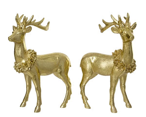 Gold Deer Standing with Wreath on Neck