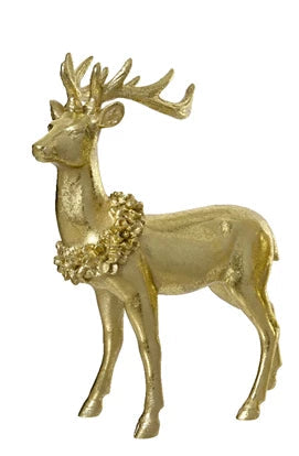 Gold Deer Standing with Wreath on Neck