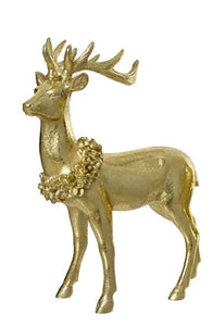 Gold Deer Standing with Wreath on Neck