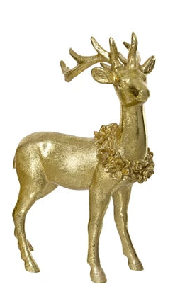 Gold Deer Standing with Wreath on Neck