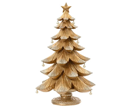 Wood Effect Christmas Tree with Hanging Pearls