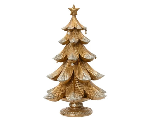 Wood effect Christmas Tree with Hanging Pearls