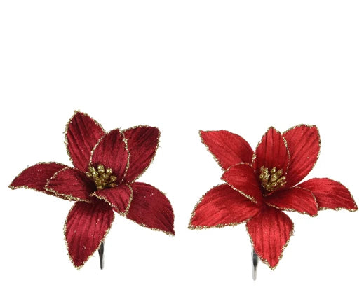 Poinsettia Velvet with Clip