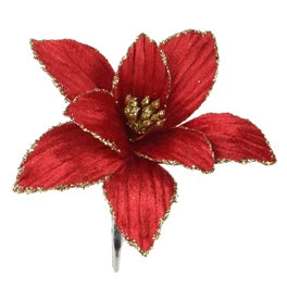 Poinsettia Velvet with Clip
