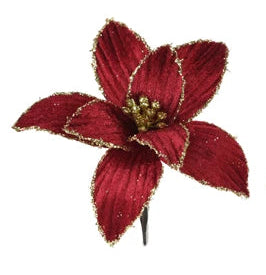 Poinsettia Velvet with Clip
