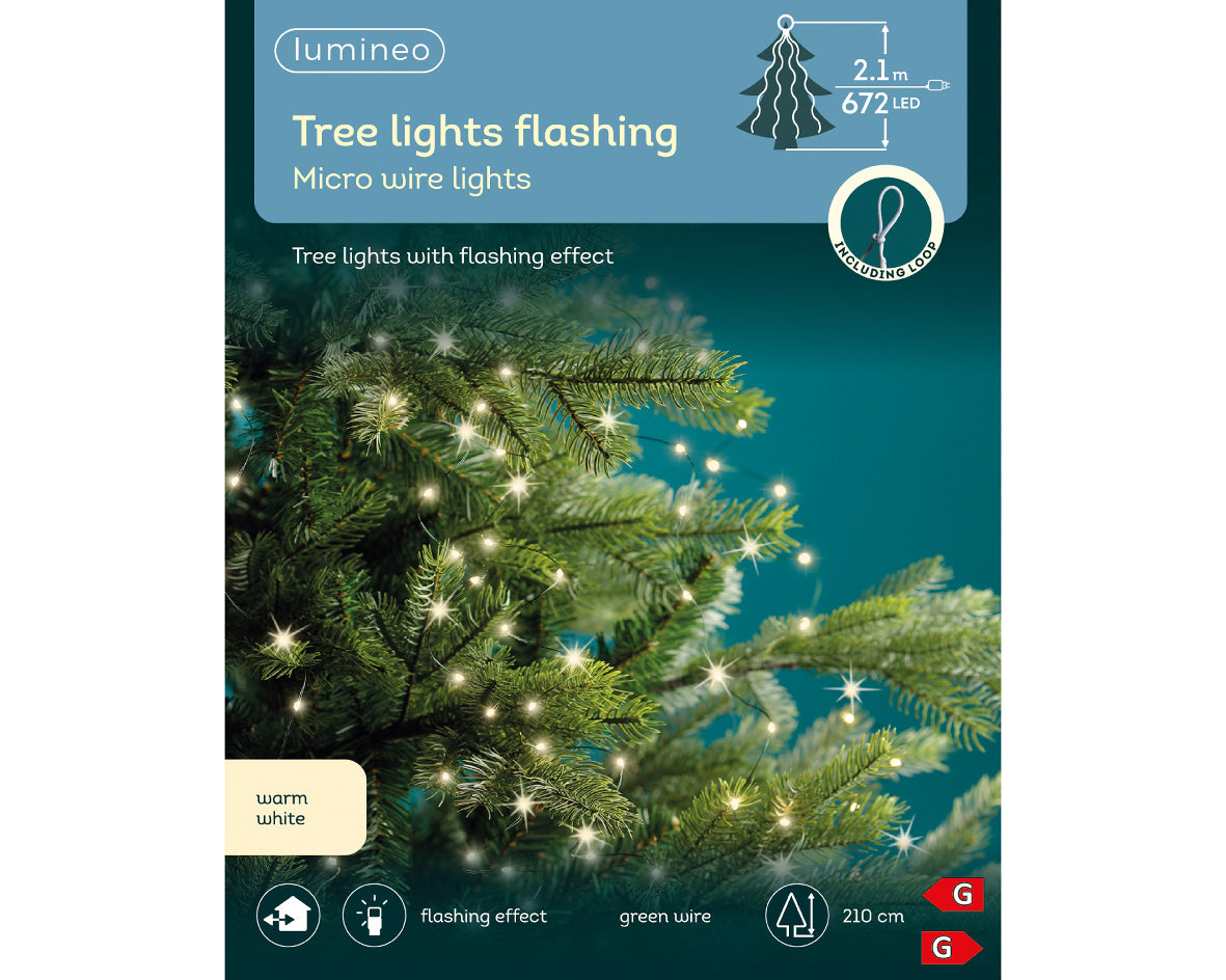 672 Micro LED cascading flashing effect lights warm white green wire