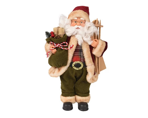 Traditional Santa carrying Sack and Skis (30cm)